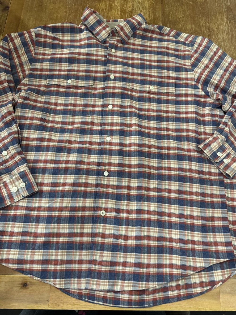 Orvis Red, Blue and White Plaid Button-Down Shirt